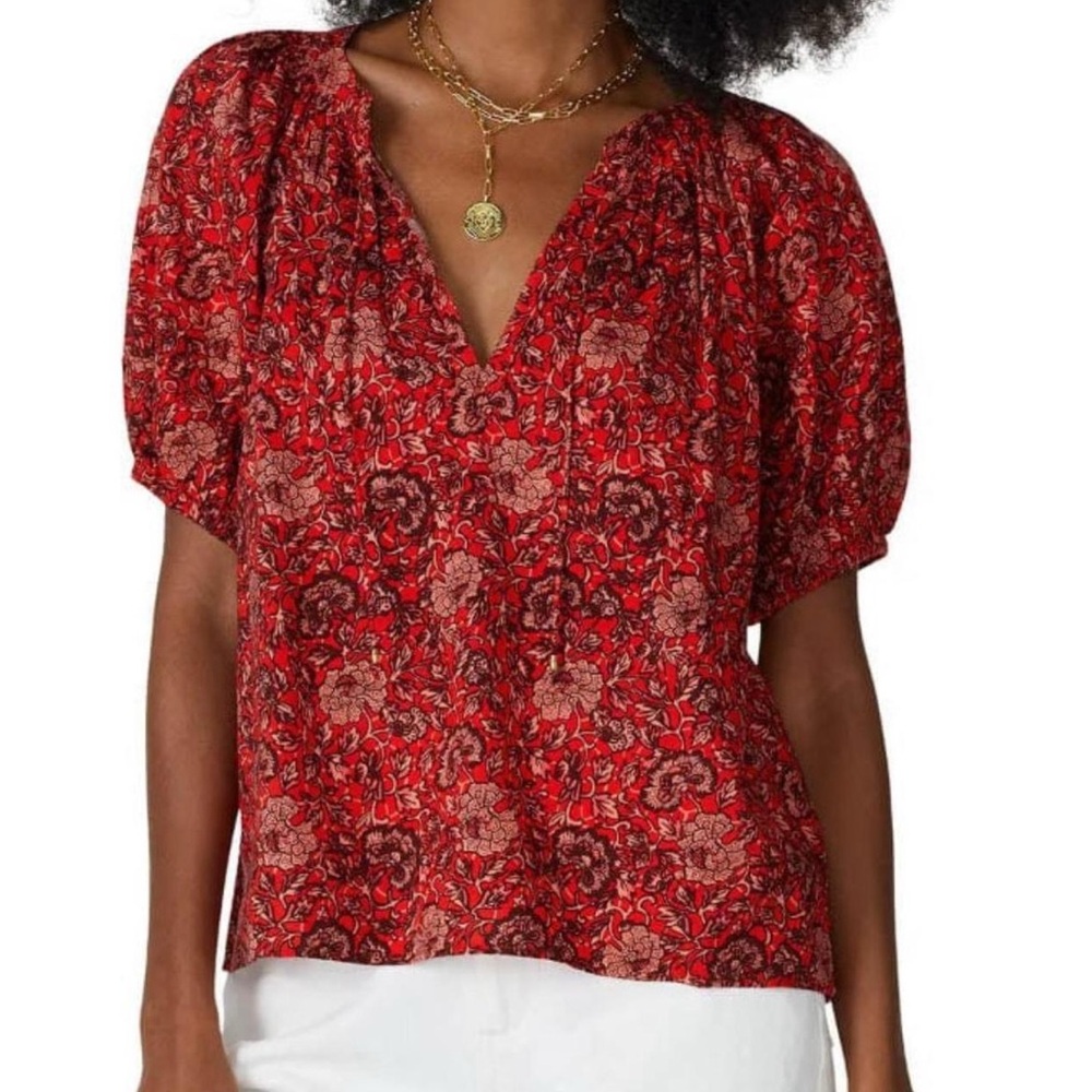 Ulla Johnson Red Floral Blouse